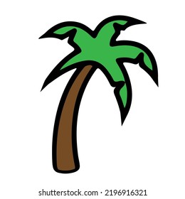 Icono de palma vectorial aislado en blanco. Icono de línea plana minimalista para web.