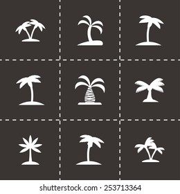 Vector palm icon set on black background