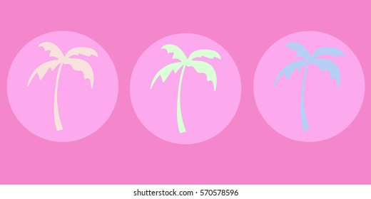 Vector palm illustration, pink background.