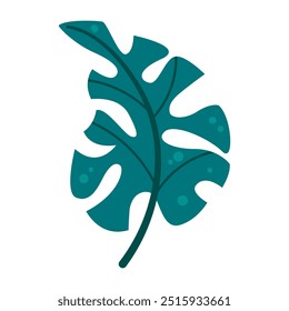 Vector palm leaves isolated on white. Cartoon vector tropical green leaves.