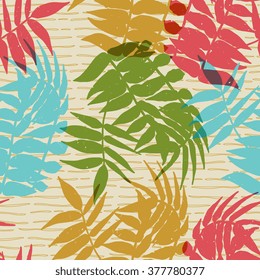 Vector palm leaves seamless pattern. Abstract background