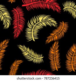 Vector palm red and yellow tree pattern seamless background wallpaper, textile, fabric

