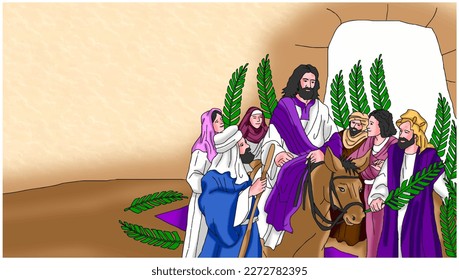 Vector del Domingo de Ramos, Antecedentes de Pascua, Jesús, Ha ascendido.