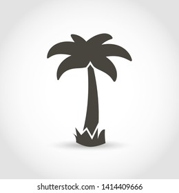 Vector palm tree black silhouette isolated on a white background