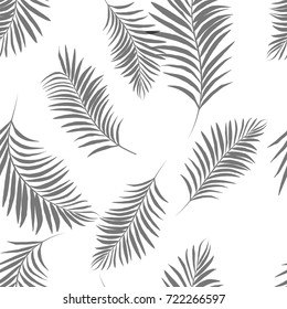 Vector palm tree black and white grey pattern seamless background wallpaper, textile, fabric