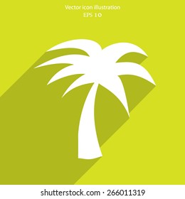 Vector palm tree flat icon illustration.