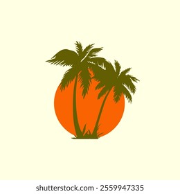 Vector Palm Tree Hand Drawing Illustration