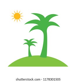 vector palm tree illustration, beach island sign - travel icon