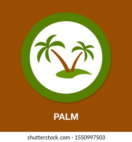 vector palm tree illustration, beach island sign - travel icon