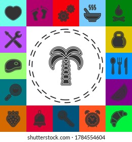 ilustración de la palma vectorial, signo de la isla de la playa - icono de viaje. Pictograma plano - icono sencillo
