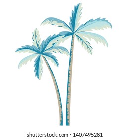 Vector palm tree illustration on white background