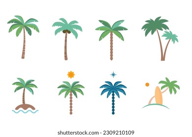 Ilustración vectorial de la palmera, Icono de verano torópico.