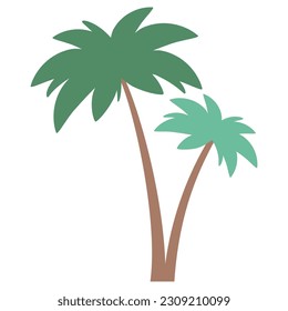 Vector palm tree illustration, Toropical summer icon.