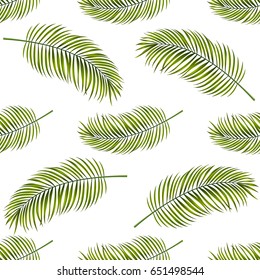 Vector palm tree leaves seamless background