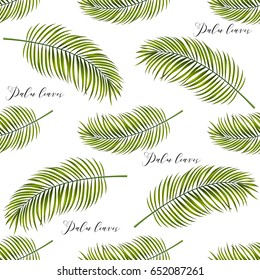 Árvore de palmeira de vetor deixa plano de fundo sem costura