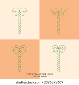 Vector palm tree minimal icons set