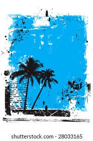 vector palm tree on a grunge background