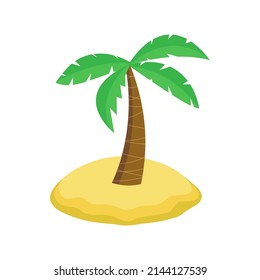 Vector palm tree on the island isolated on white background