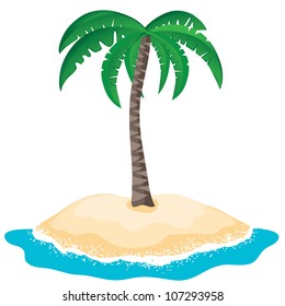Vector palm tree on the tropical island