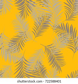 Vector palm tree pattern seamless yellow background wallpaper, textile, fabric