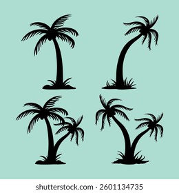 Vector palm tree silhouette collection