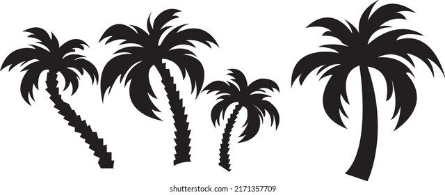Icono de la silueta de la palmera vectorial sobre fondo blanco,.eps