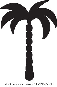 Vector palm tree silhouette icon on white background,.eps