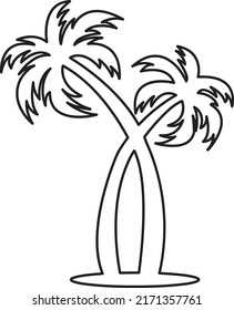 Vector palm tree silhouette icon on white background,.eps