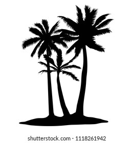 Vector palm tree silhouette icons on white background