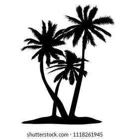 Vector palm tree silhouette icons on white background