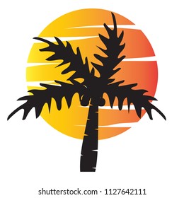vector of palm tree silhouette icons on background, coconut tree flat icon for vacation apps and websites.