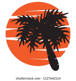 vector of palm tree silhouette icons on background, coconut tree flat icon for vacation apps and websites.