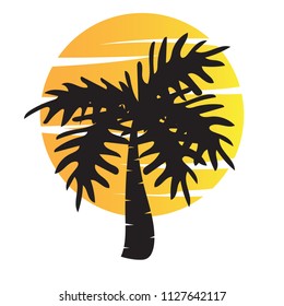 vector of palm tree silhouette icons on background, coconut tree flat icon for vacation apps and websites.