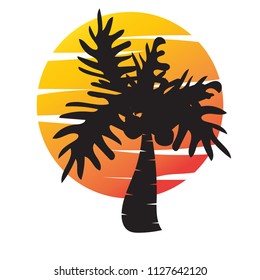 vector of palm tree silhouette icons on background, coconut tree flat icon for vacation apps and websites.
