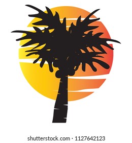 vector of palm tree silhouette icons on background, coconut tree flat icon for vacation apps and websites.