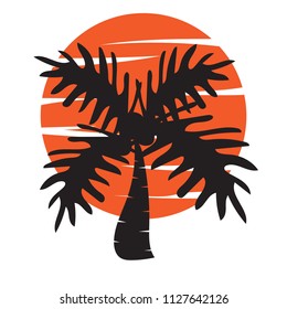 vector of palm tree silhouette icons on background, coconut tree flat icon for vacation apps and websites.