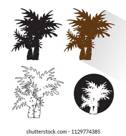 vector of palm tree silhouette icons on background, coconut tree flat icon for vacation apps and websites.