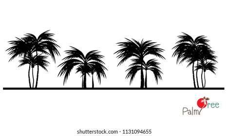 vector of palm tree silhouette icons on background, coconut tree flat icon for vacation apps and websites.