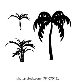 vector of palm tree silhouette icons on background, coconut tree flat icon for vacation apps and websites.