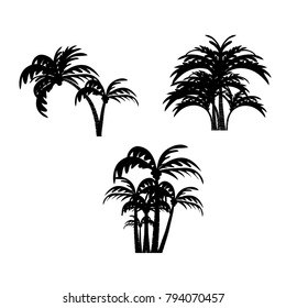 vector of palm tree silhouette icons on background, coconut tree flat icon for vacation apps and websites.