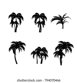 vector of palm tree silhouette icons on background, coconut tree flat icon for vacation apps and websites.