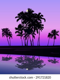 vector palm tree silhouettes illustration tropical background