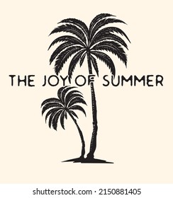 palmera vectorial y slogan.Adecuado para el desgaste y afiche de verano.