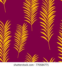 Vector palm tree yellow pattern seamless background wallpaper, textile, fabric