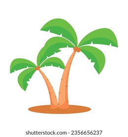 Vector palm trees flat vector illustration on white background.