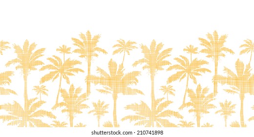 vector palm trees golden textile horizontal seamless pattern background
