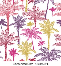 Vector palm trees seamless pattern background with hand drawn elements.