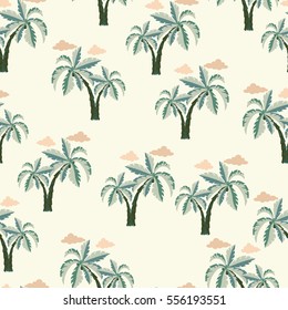 Vector Palm trees Seamless pattern. Vector illustration on a white background.