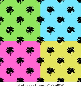 Vector Palm Trees Set On colors Background - Seamless palm tree vector pattern background. Hawaiian textile decor. EPS10