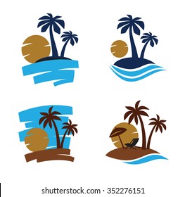 vector Palm trees silhouette on white background